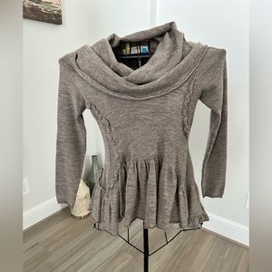 Anthropologie Sparrow Cowl Neck Peplum Sweater Size S